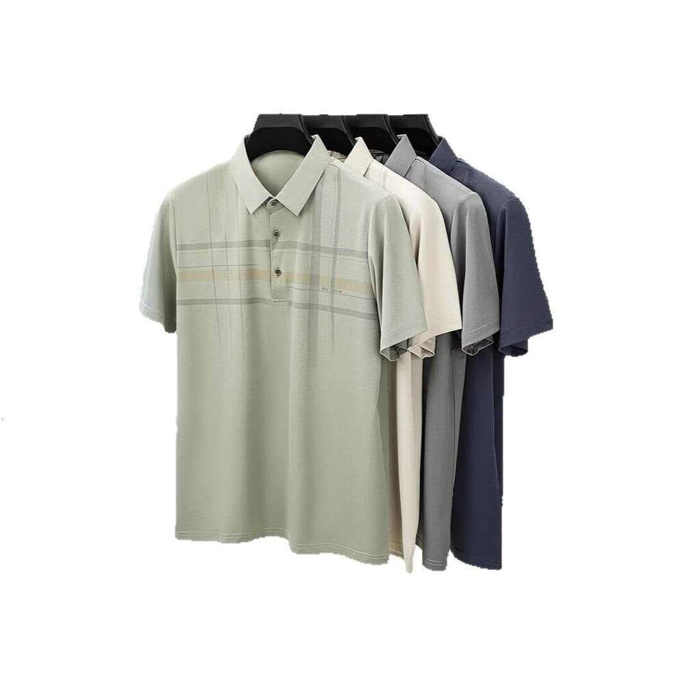 Brand Summer New Gray T Shirt Men with Collar Loose Fit Short Sleeve Comfortable Work Man Button T-shirt Tops Tees