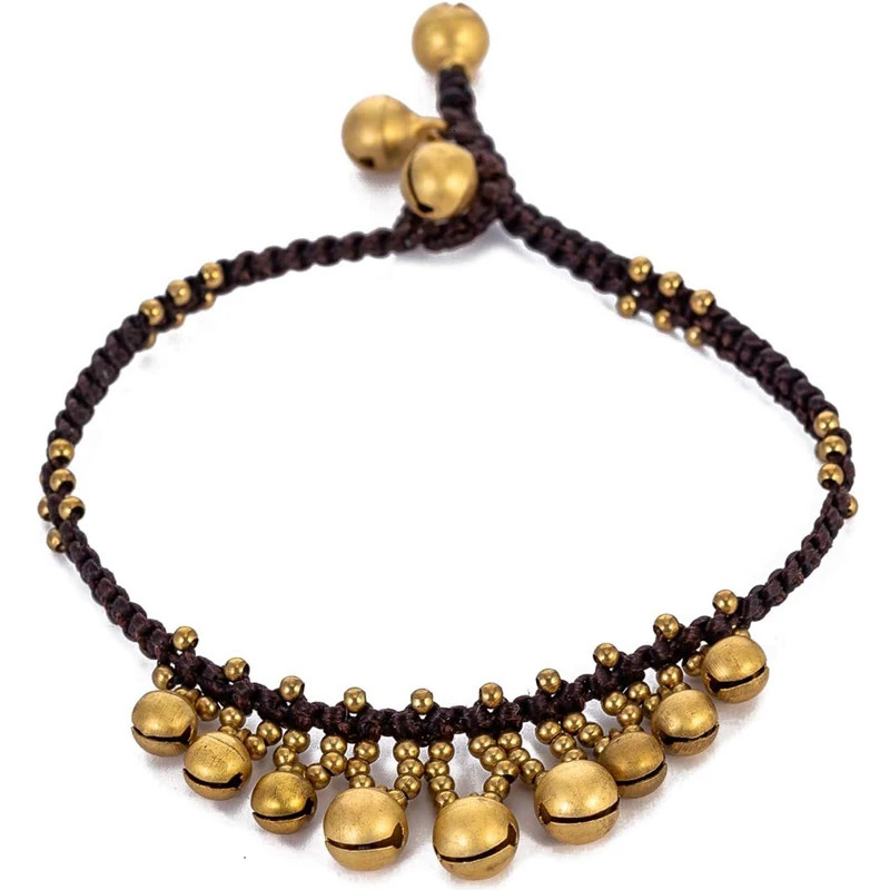 Bohemian Ankle Bracelets for Women Teen Girls Handmade Anti Vintage Natural Stone Beaded Chain Bells Anklet Foot Jewelry 260611