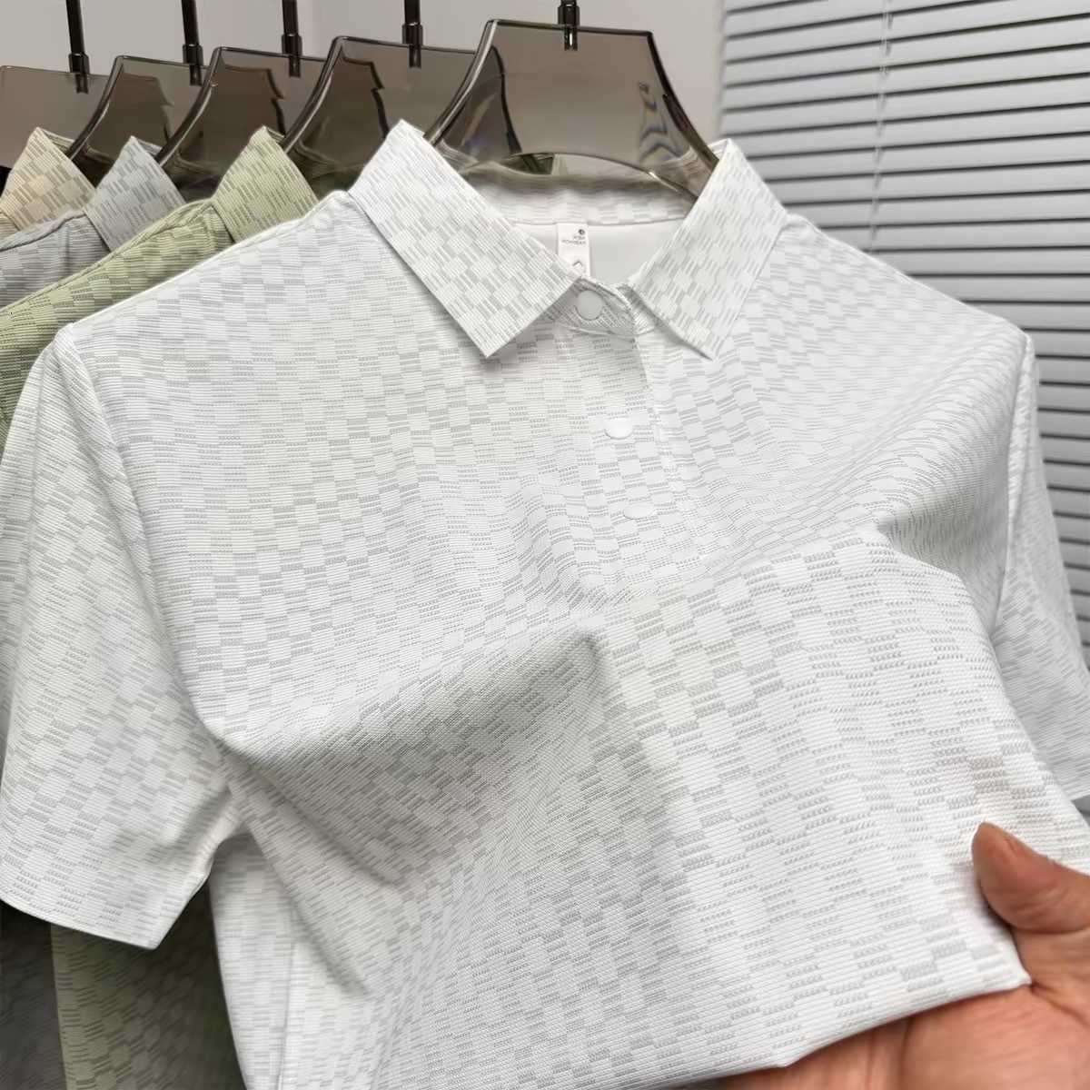 sleeve Unique short plaid printed shirt men fashion ice silk breathable comfort summer casual new T-shirt M260612