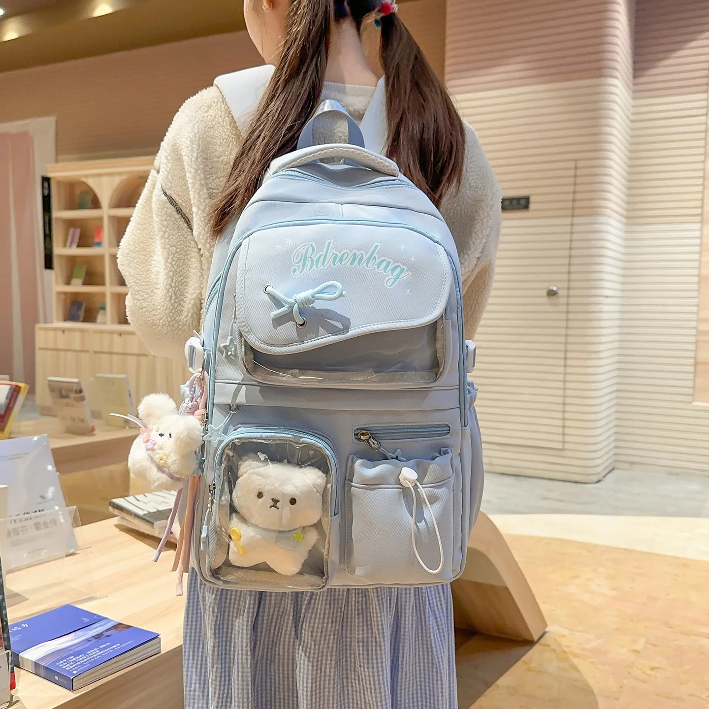 Cute Backpack for Women Fashion Anime Style Clear Pocket Womens Backpacks High Quality Lovely Girls Students School Bag 260611
