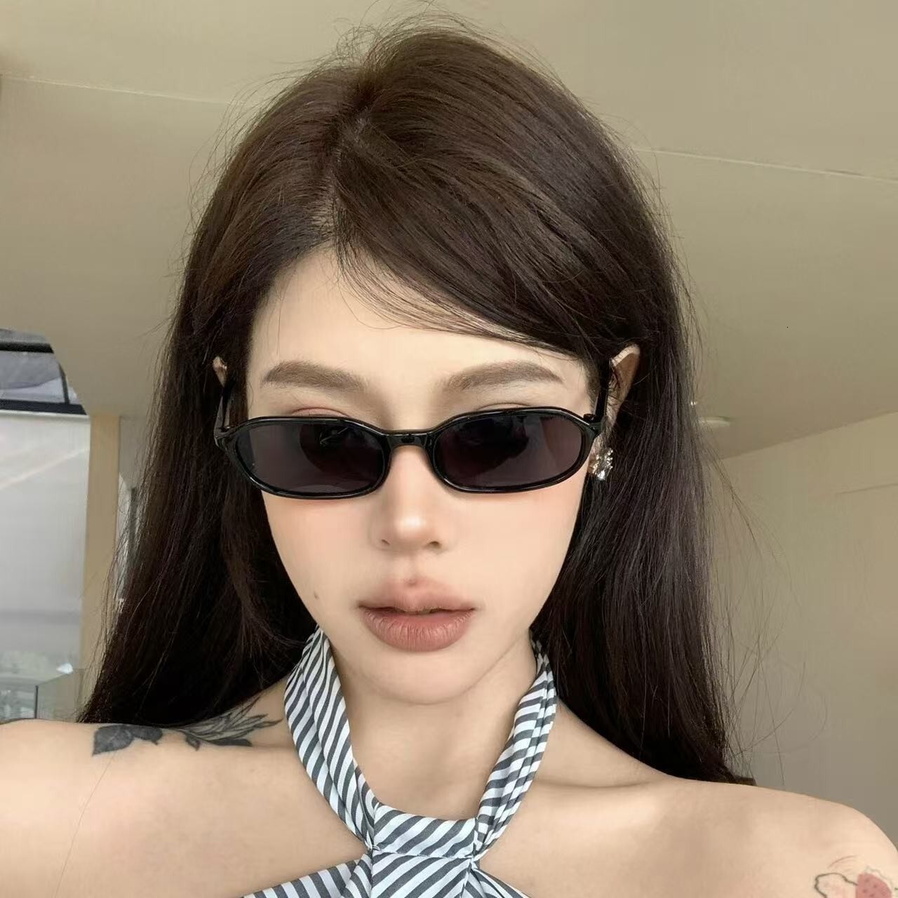 Retro American-Style Sunglasses, Hot Girl Oval Shape, Old Money Style, High-End UV Protection Sun Glasses For Women