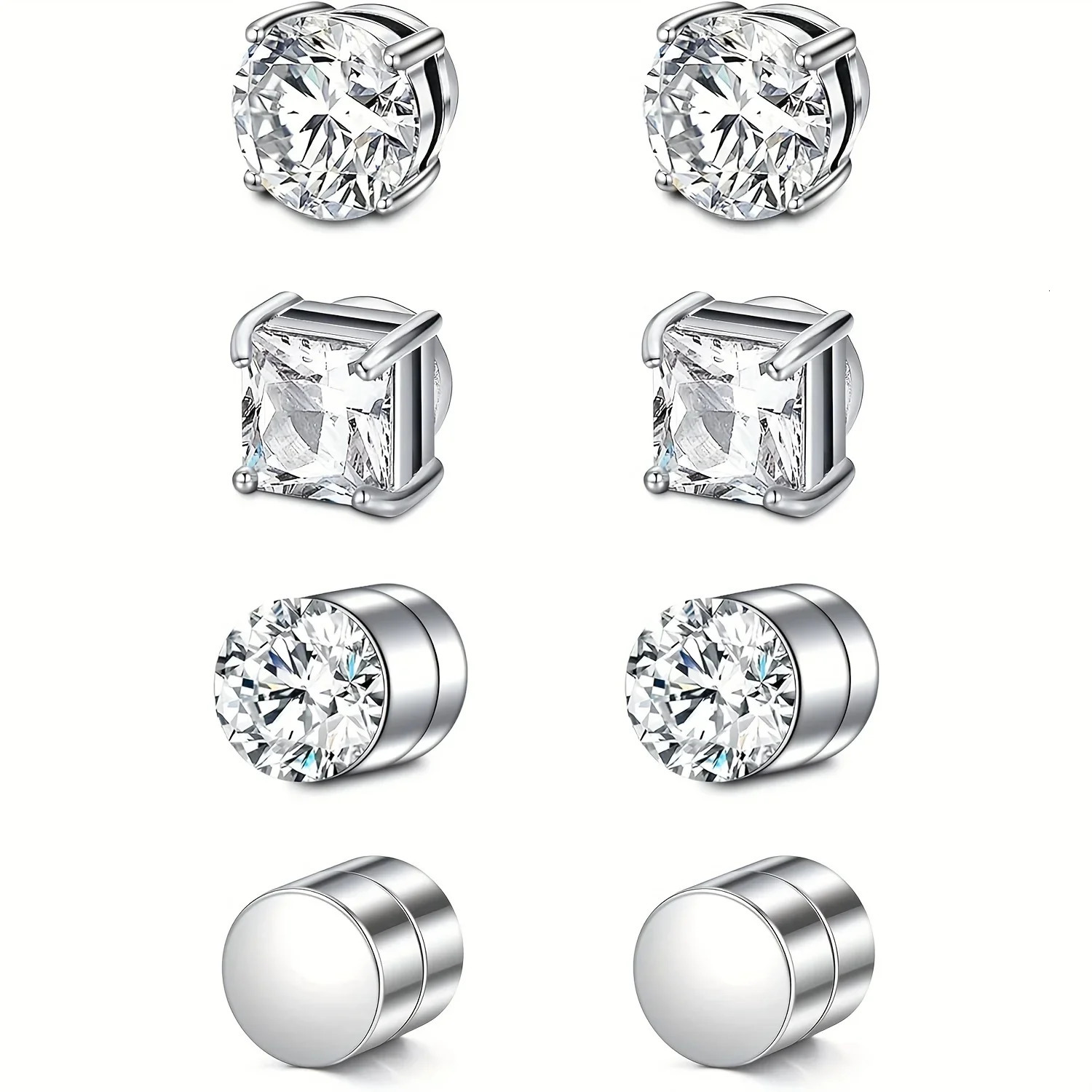 1 Pairs Crystal Strong Magnetic Ear Stud Clip Earrings for Men Women Punk Round Zircon Magnet Non Piercing Jewelry 260610