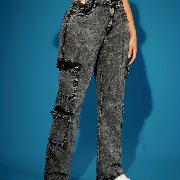 Women Camouflage Denim Pants Cargo Long Jeans Pant Casual Pocket High Waist Zipper Trousers Mom Y2k Streetwear Autumn 260612