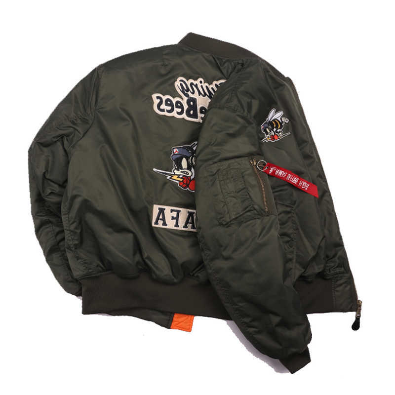 2025 USAFA WW2 Flying Bumble Bs Patch Embroidered Bomber Jacket Men Air Force Pilot Flight Winter Coat Warm Padded Outwear Q260612