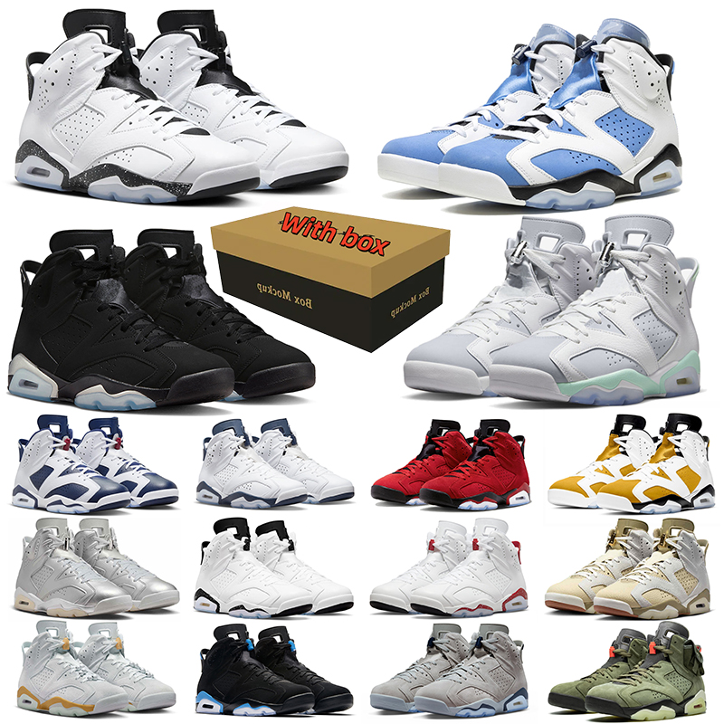 with box designer basketball 6 shoes men women Carmine White Travis British Khaki Electric Green Toro Bravo mens womens outdoor sports 6s sneakers t