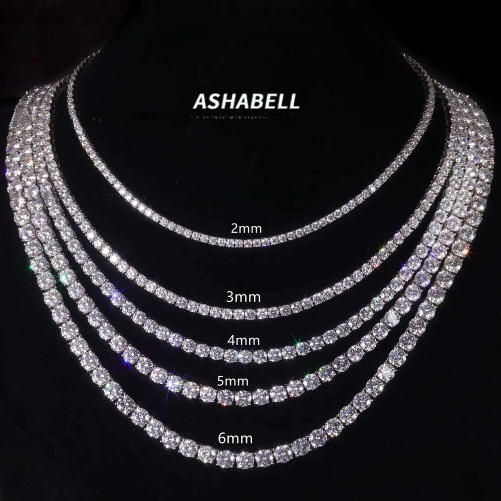 Pass Diamond Tester With GRA 925 Silver 14k 18k Gold 3/4/5/6mm Ice Out Necklace Vvs D Color Moissanite Tennis Chain for Men