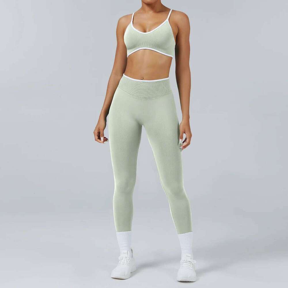 2PCS High Waist Leggings Fitness Clothing Seamless Gym Outwear Bras Women's Running Speed Yoga Set Sports Suit 26L0612