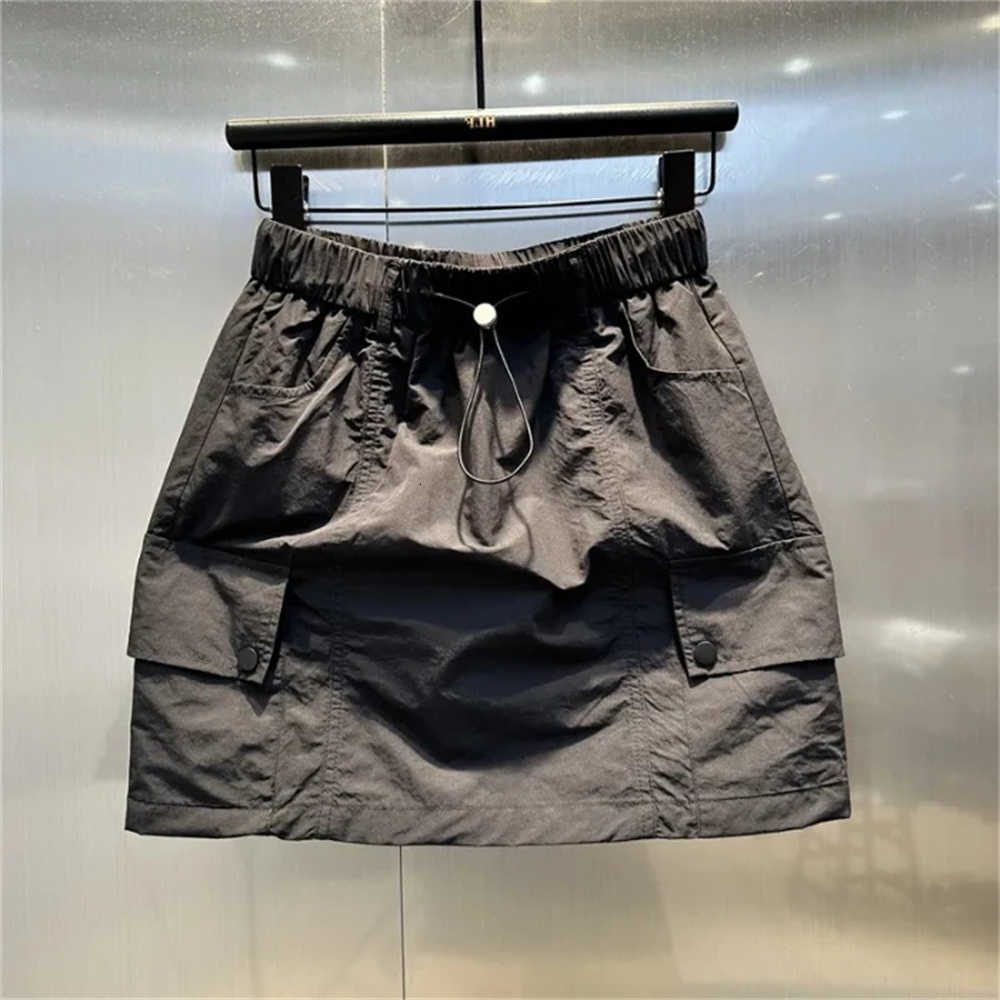Skirt Casual Workwear WomenS Office Summer Thin Anti-Light A-Line Skirt High Waist Nylon Fiber Ket Detail Commute Elastic Waist M260612