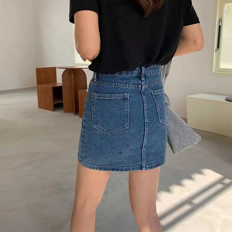 Jean Womens New Fashion Summer Skirts Korean High Waist A-line Denim Skirts Female Casual Trendy Streetwear Solid Color Clothes M260612