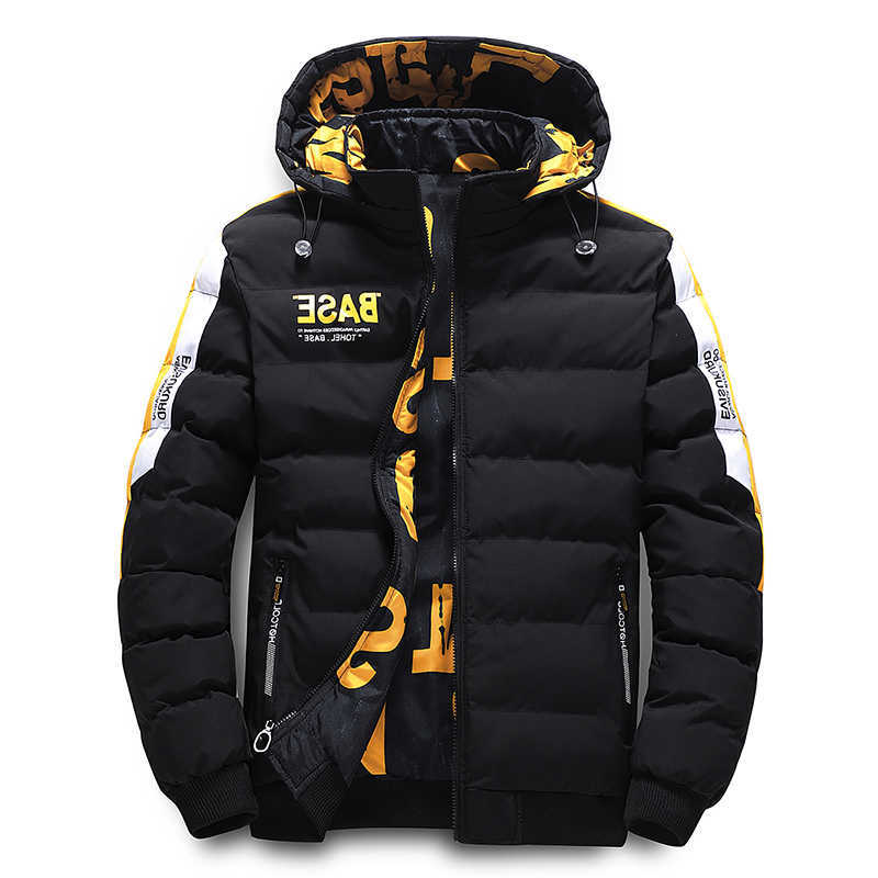 Winter Mens Cotton Jacket Fashion Warm Comfortable Padded Thickened Down Jackets Coat New Double-Sided Clothes Removable Cap Q260612