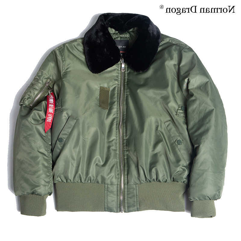 B15 fur collar winter thick nylon flight jacket WW2 mens bomber jackets Q260612