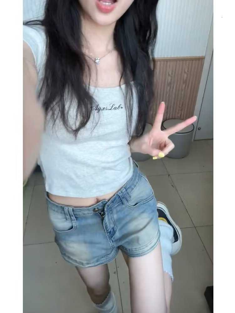 Wide American Retro High Waist Leg Jeans Short Hot Pants Street Style Cotton Polyester Blend Washed Slimming Summer Denim M260612