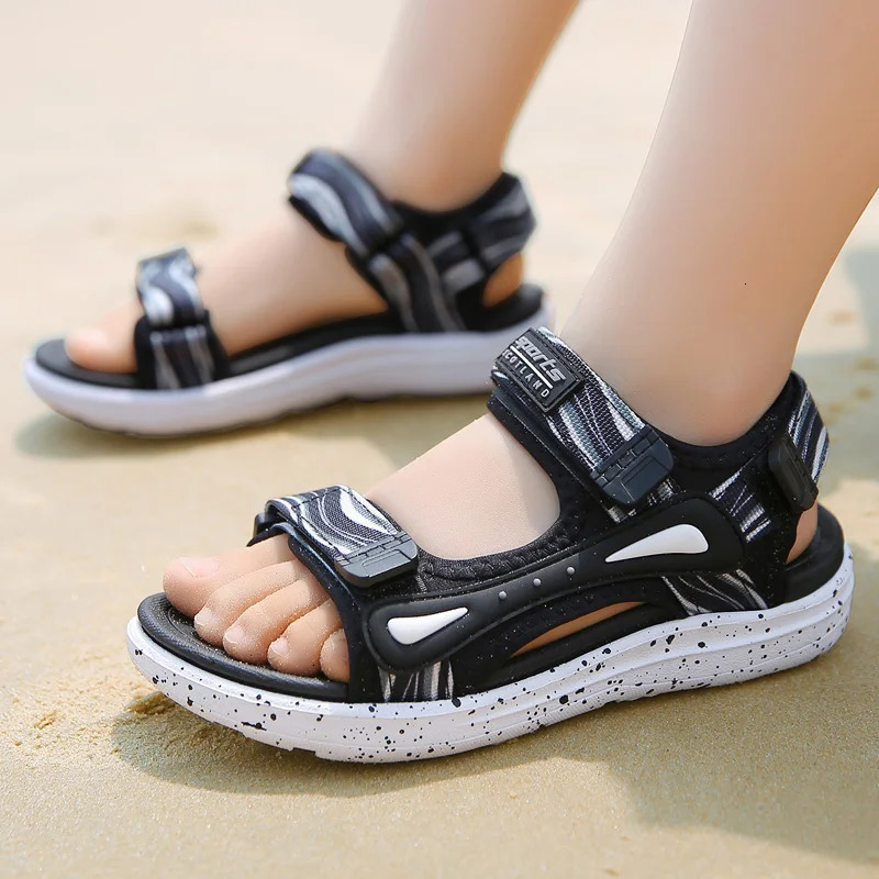Spring Summer Kids Sandals Boys Girls Beach Shoes Breathable Flat Sandals PU Leather Children Outdoor Shoes Size 28-40 260611