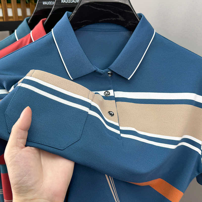 sleeve Light mens short shirt high-quality stripes new fashion pocket summer breathable business casual T-shirt M260612