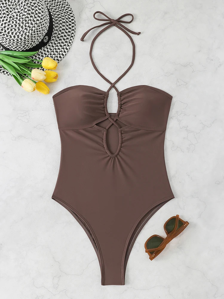 Costume da bagno sexy con scollo all'americana Donna Costumi da bagno a fascia Costume intero da donna 2026 Costume da bagno femminile Nuoto per abb