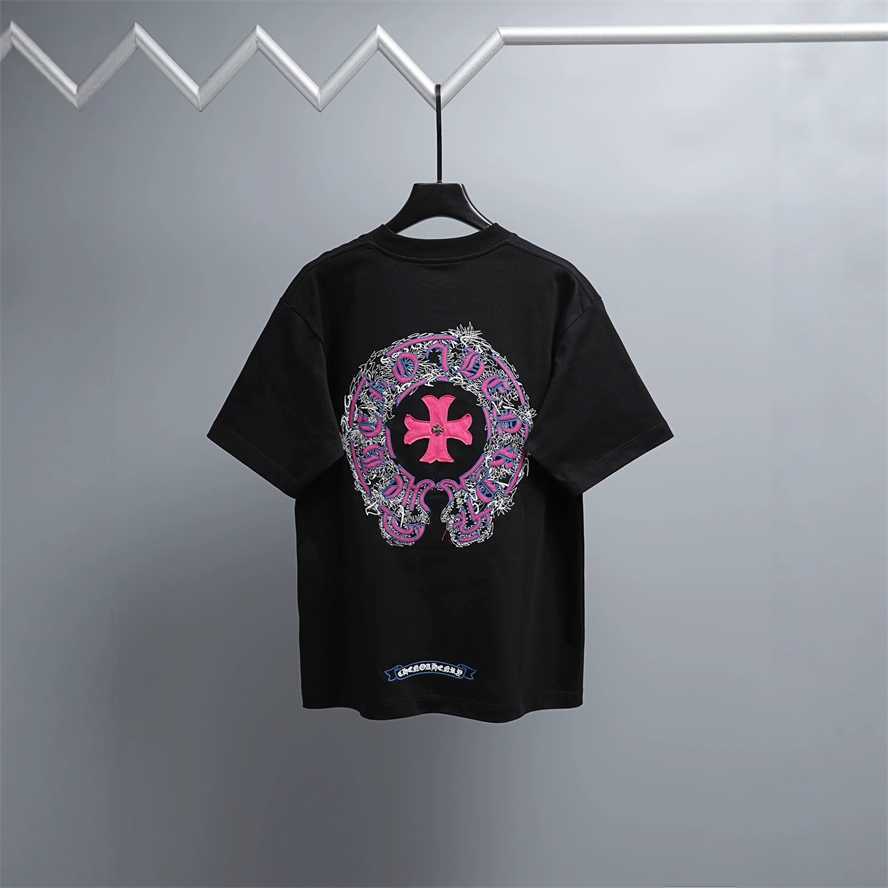 CH Chrome Correct Version Summer Front and Back Appliqu Embroidery Unisex Short-Sleeve T-Shirt{category}{category}3YG7