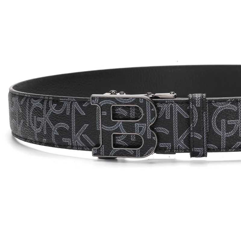 2026 Fashion Mens Letter Print PU Leather Belt B Automatic Buckle Formal Business Waist StrapT260612