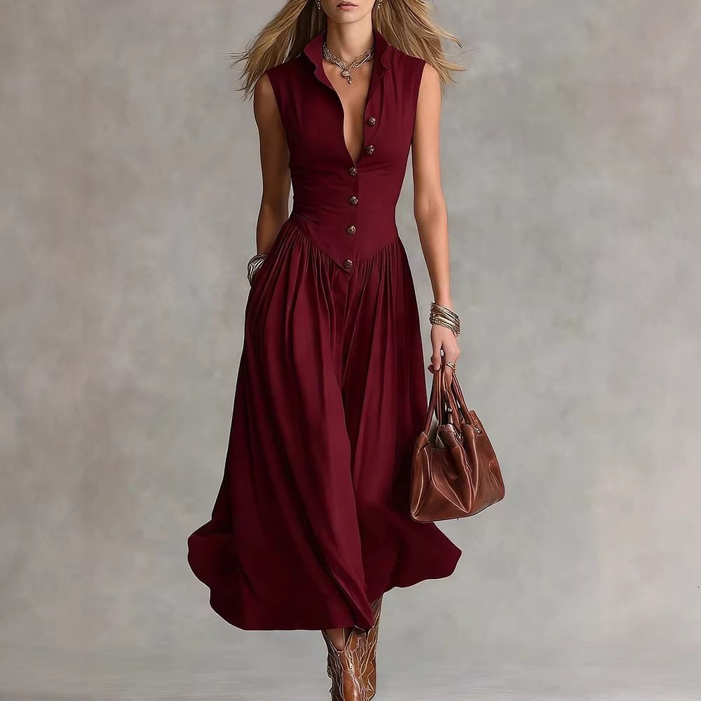 Designer Luxury Women Sleeveless Dress For Summer French Style Elegant Temperament Goddess Outfit Slim Fit Trend High-end Silk Texture Comfortable S