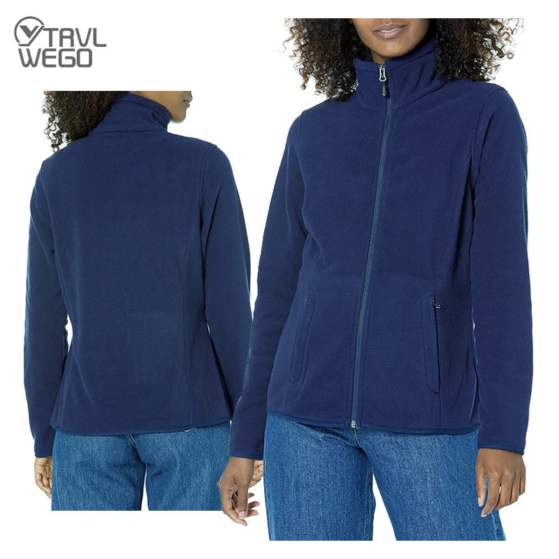 TRVLWEGO-Thermal Fleece Hiking Jackets for Women Classic Fit Full Zip Polar Soft Fleece Outdoor Climbing Coats Trekking Camping 260611