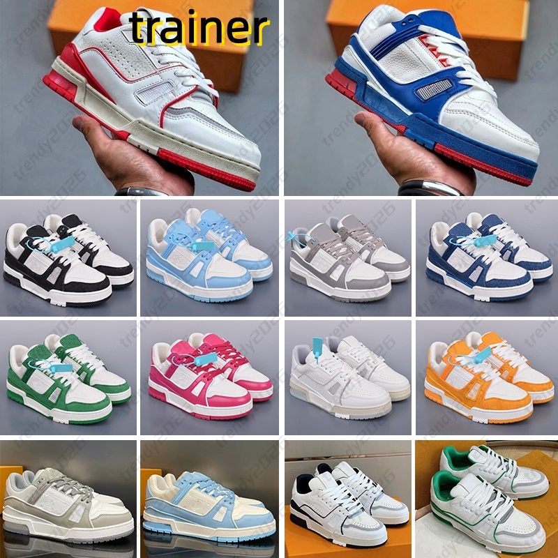 Luxury designer casual shoes Runner Shoe Embossed Trainer Sneaker white pink sky blue black green yellow denim low mens sneakers women trainers EUR
