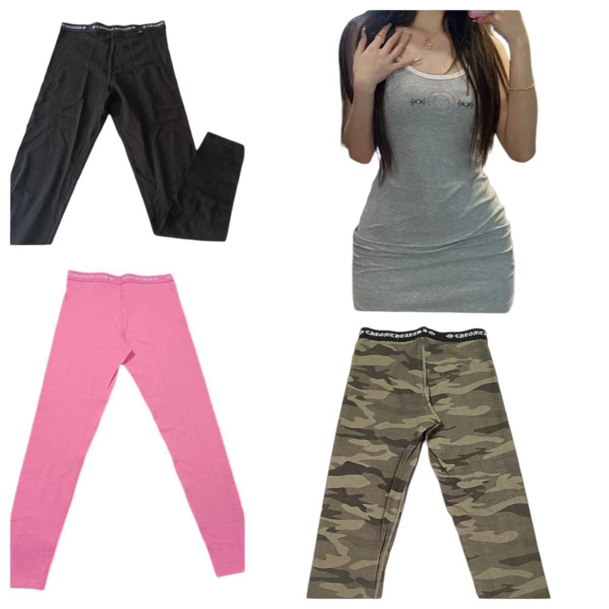 high quality chrome designer tight pants high quality hoodie chrome shirt luxuryuu leggings women chrome chrome casual leggings b7