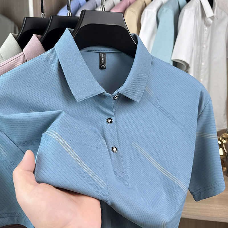 short Fashion diagonal sleeve striped mens shirt new summer breathable comfort high-quality pocket casual T-shirt M260612