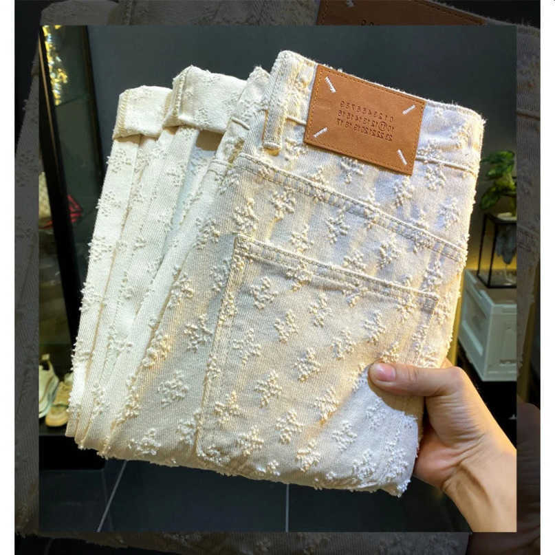 Strt Jeans bianchi americani Pantaloni Y2K dritti larghi da uomo in Pu belli da scuola superiore S260612