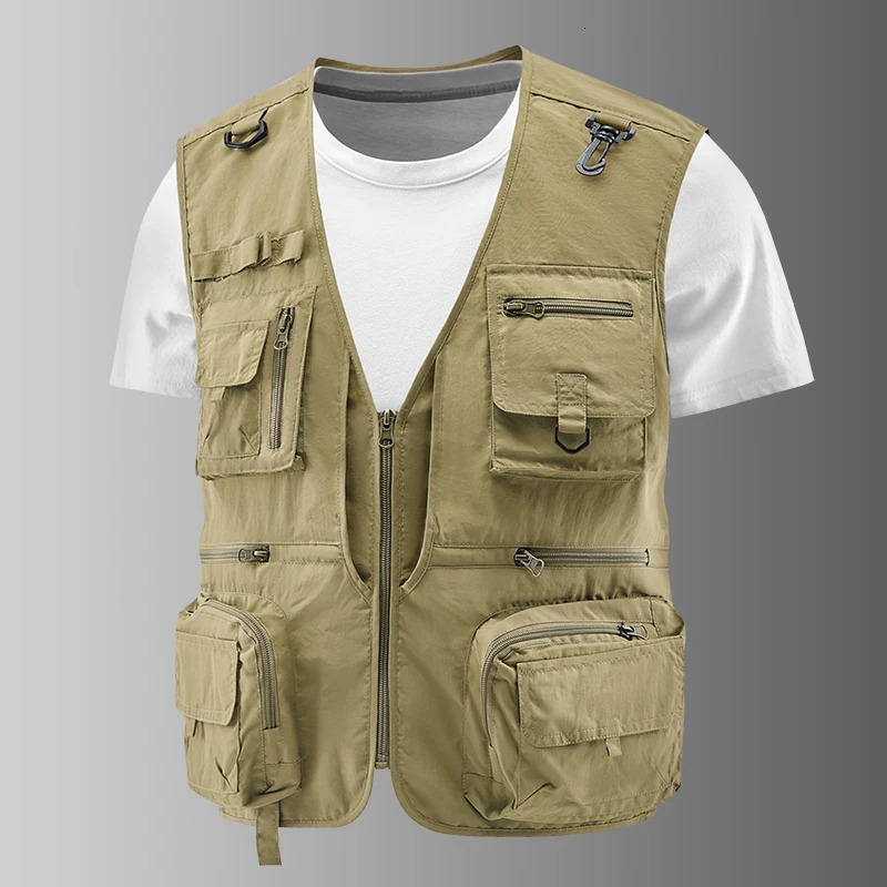 UPF50 Sleeveless Jacket Mens Outdoor Sun Protection Utility Vest Fishing Lightweight Plus Size Workwear Tops Cargo 260611