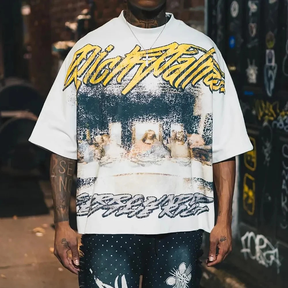 Y2K Vintage Clothing Retro Classic Graphic Printed Loose Short Sleeve Harajuku Gothic Casual Oversized Cotton T Shirt Men Women 260612