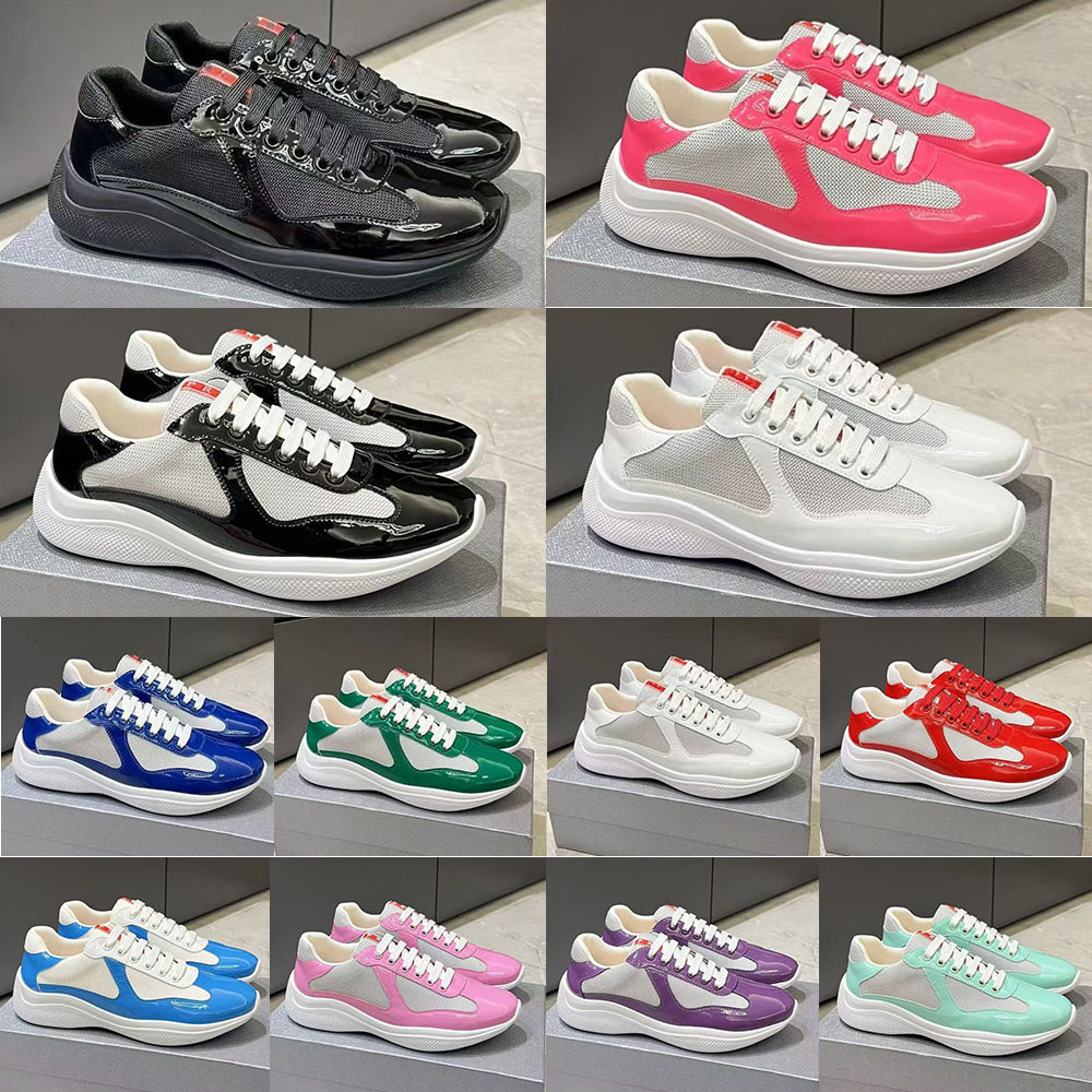 Americas Cup Sneakers America's Cup Shoes Men Women Patent Leather Mesh Patchwork Sneakers Lace Up Thick Sole Casual Trainers Breathable Sports