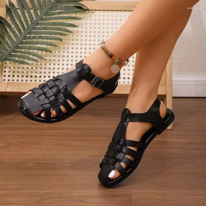 Sandals Women's Fashion Leather Summer Woman Roman Shoes Casual Comfort Soft Beach Female Flat Size 36-43