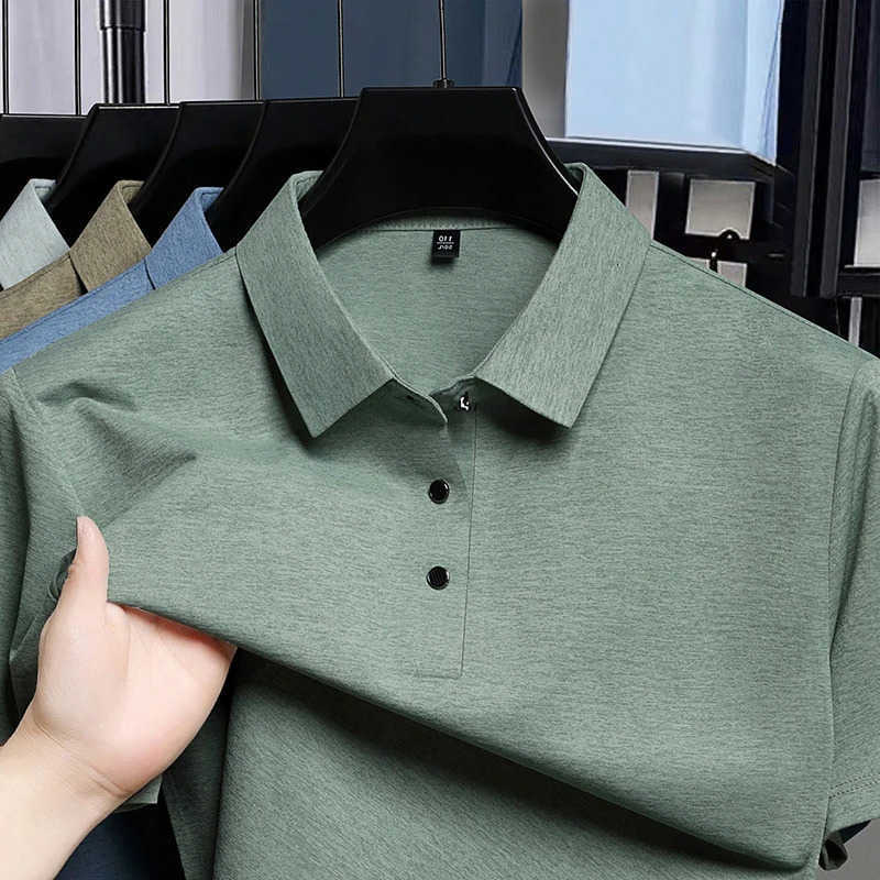 Solid Color Short Sleeve Mens Shirt Breathable Fabric Lapel T Shirt For Business And Daily Casual Wear M260612