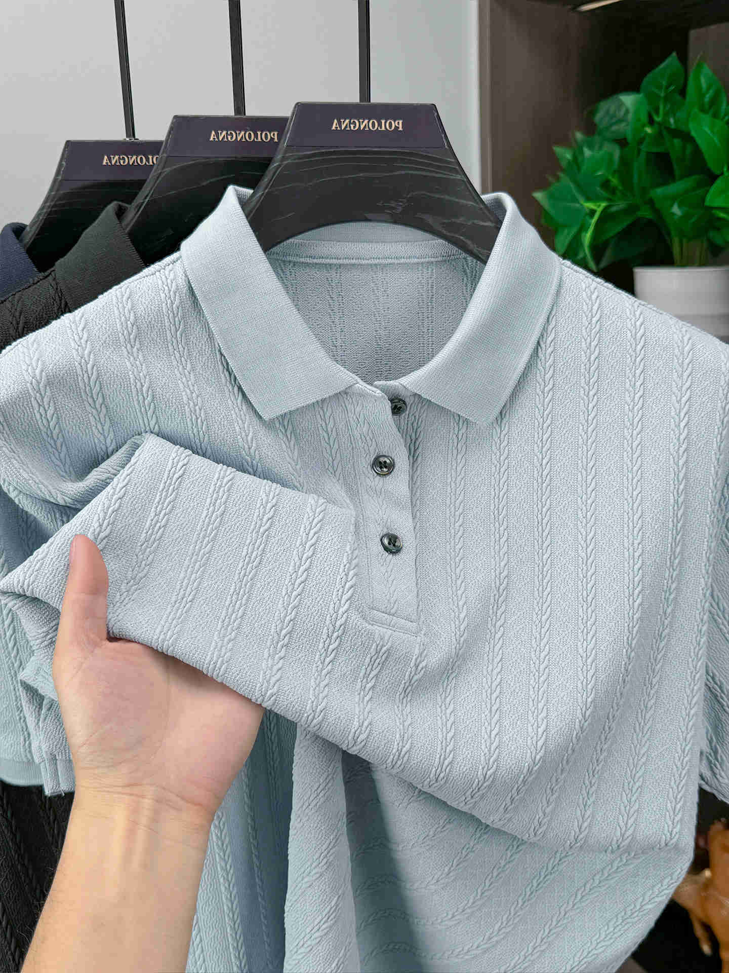 sleeve Fashion knitted jacquard short shirt high-quality new comfort casual T-shirt summer solid color mens wear M260612