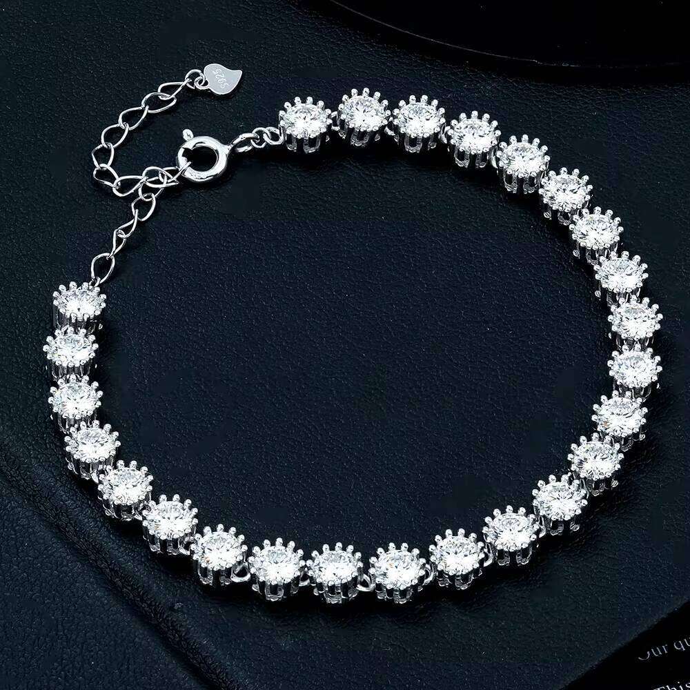 Factory Price Wholesale Jewelry Femme 925 Silver Iced Out Gra Vvs Mossanite Moissanite Diamond Adjustable Tennis Chain Bracelet