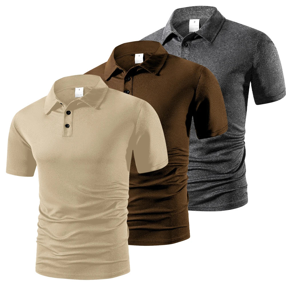 Summer Mens Short Sleeve Polo Shirt Solid Color Button Tshirts Lightweight Lapel Streetwear Men Breathable Basic 260604
