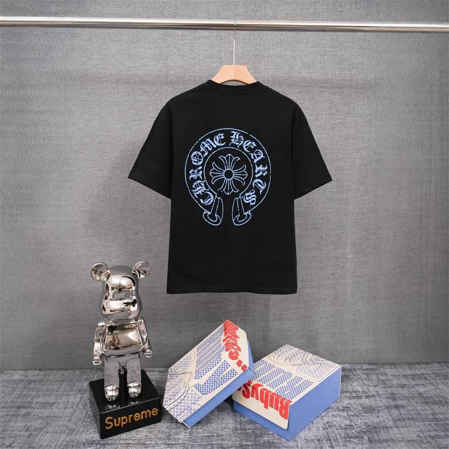 Correct version CH Chrome Summer Cross and Horseshoe Print Short Sleeve T-shirt Couple Style{category}{category}6BS5