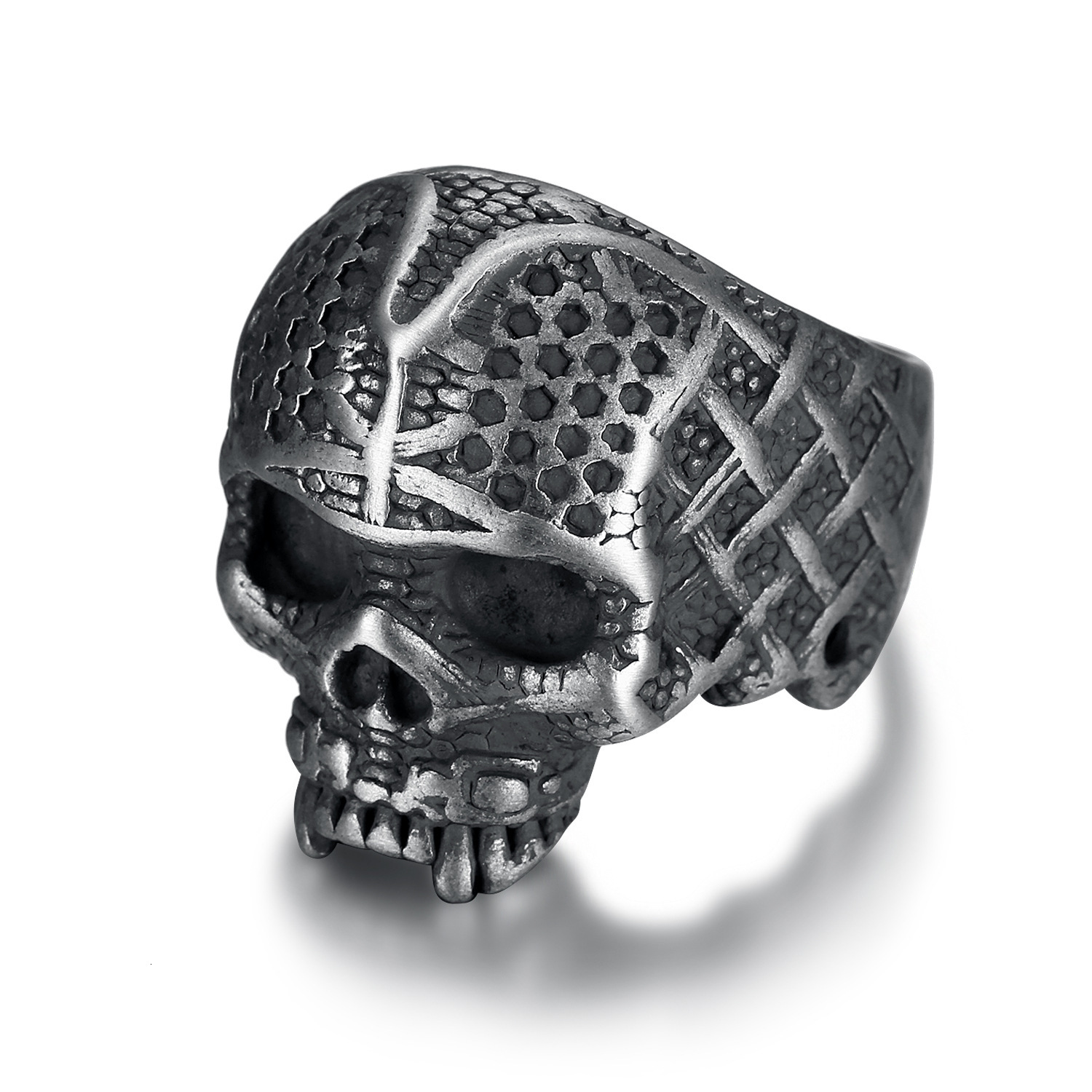 High quality European and American style stainless steel men's punk skull Halloween-themed ring in stock