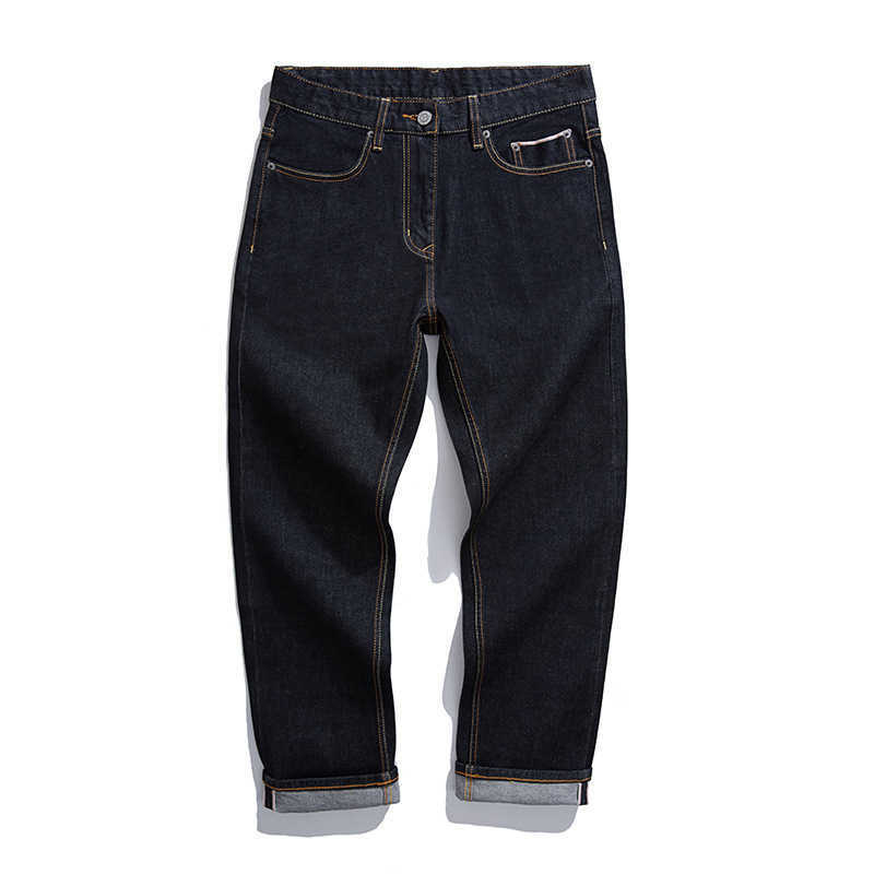 Jeans Mens Red cloth jeans mens heavy washed small straight Japanese retro dark tough denim trousers S260612