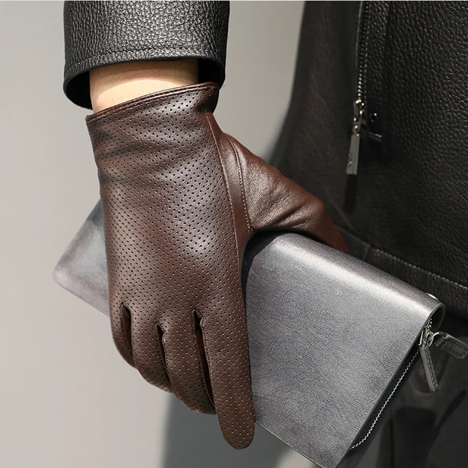 Genuine Sheepskin Leather Gloves for Men Winter Warm Touchscreen Texting Driving Cycling Motorcycle Gloves 260611