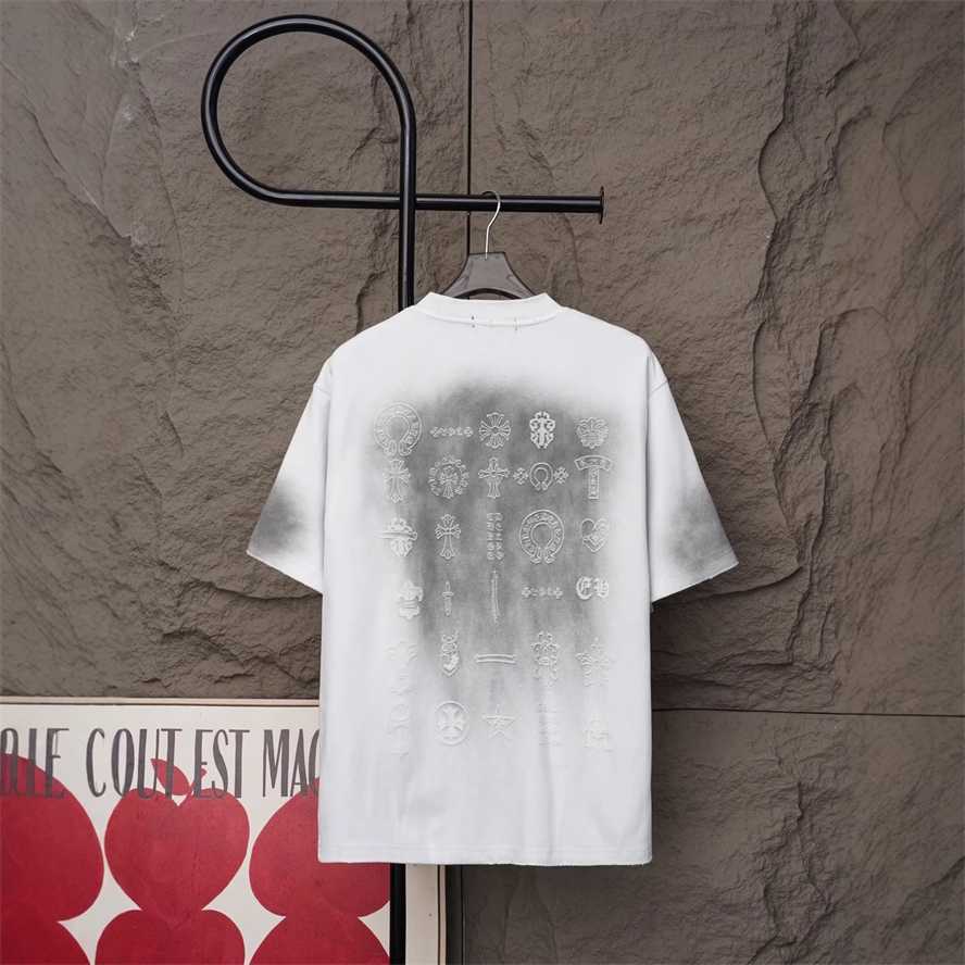 Correct version of CH Chrome Summer Laser Burnout Appliqu Embroidery Short Sleeve T-Shirt for Couples{category}{category}7KHK