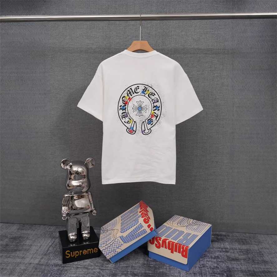 Correct version CH Chrome Summer Sanskrit Letter Print Short Sleeve T-shirt Couple Style{category}{category}H46P