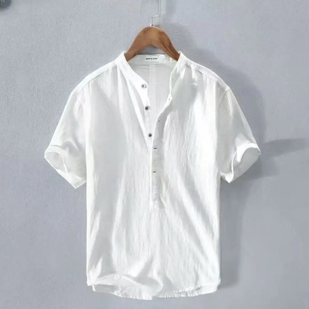 Mens Short Sleeve T-shirt Cotton and Linen Casual Men T-shirts Solid Color Summer Shirt Male Cozy Breathable 260612