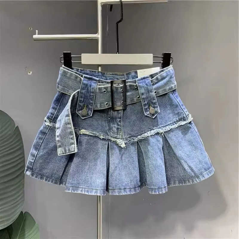 Fashion Three Dimensional Strap New Pocket Wash High Tooling Denim Skirt Women Y2K Summer Vintage Casual Joker A Skirt M260612