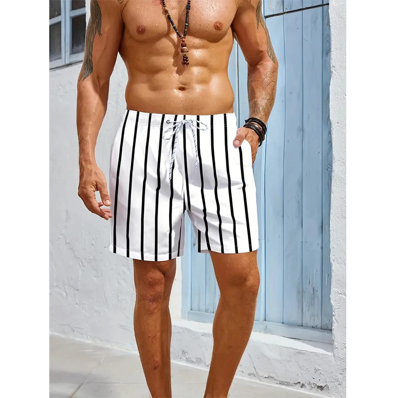 Stripe 3D Printed Board Shorts Casual Mens Graphic Short Pants Summer Hawaiian Breathable Trunks Loose Ice Shorts 2026 260612