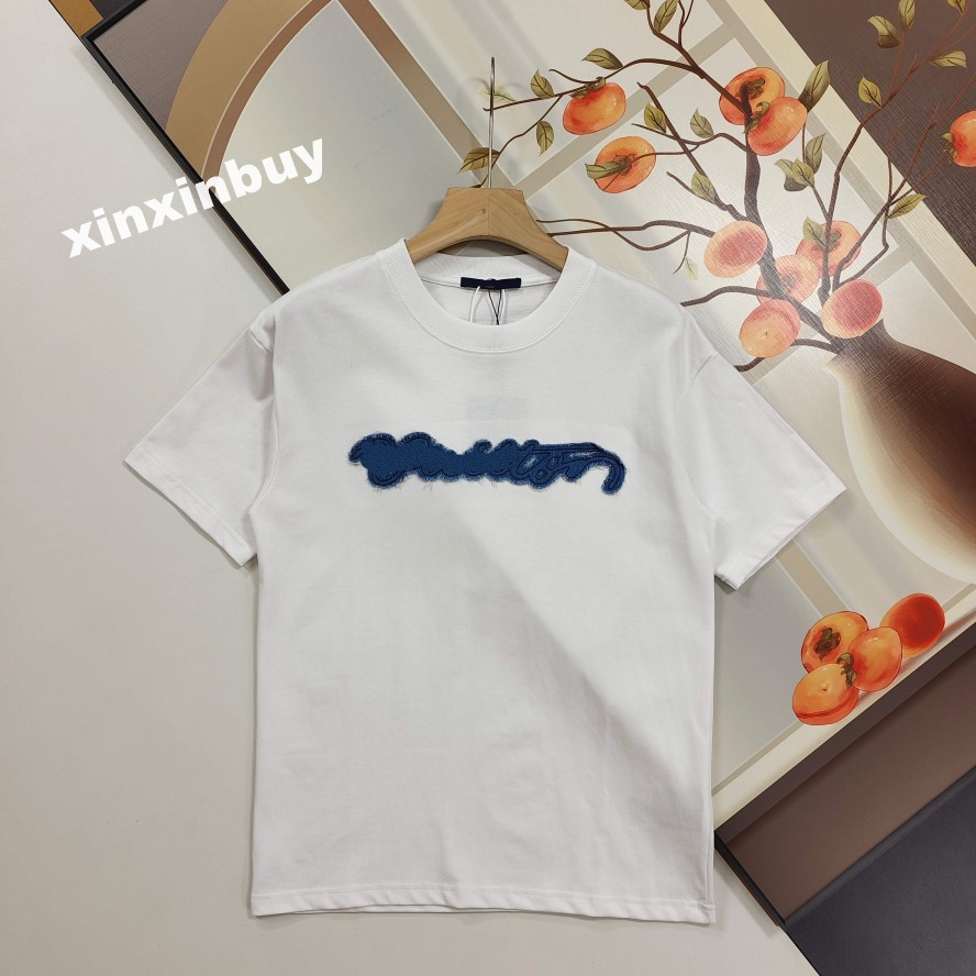 xinxinbuy Men designer Tee t shirt Italy Milan patch letters embroidery printing polo round neck cotton women blue red BLACK XS-2XL