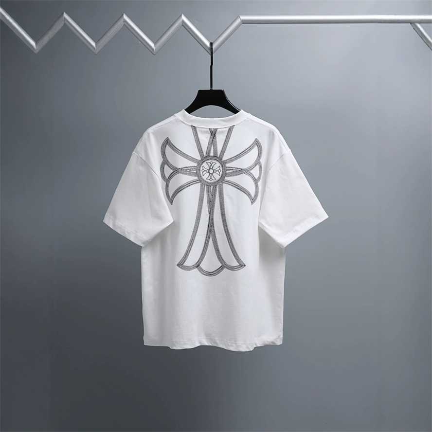 CH Chrome Correct Version Summer Front and Back Appliqu Embroidery Unisex Short-Sleeve T-Shirt{category}{category}3HFD