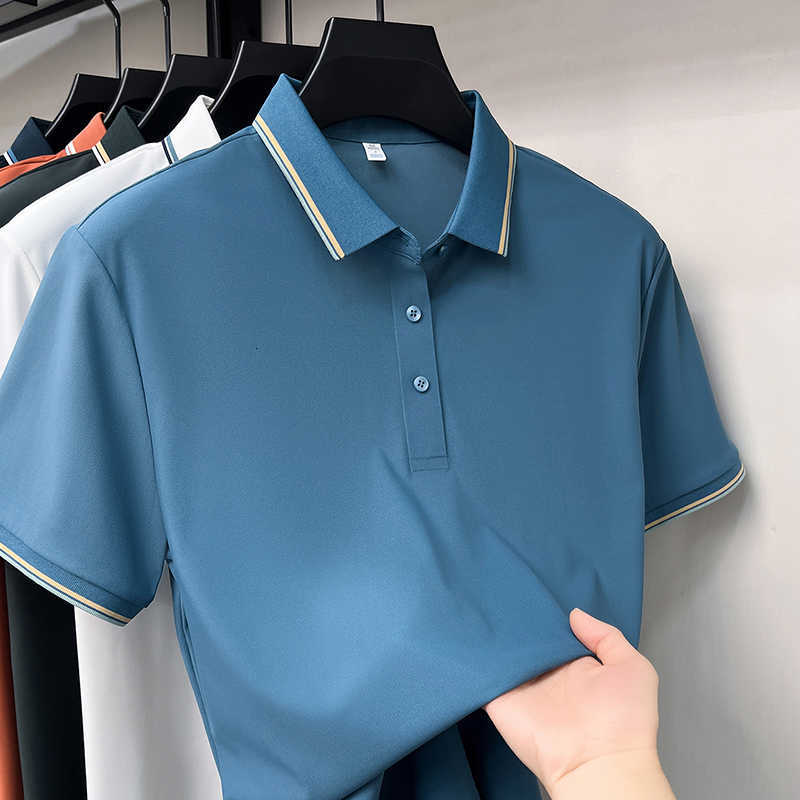 sleeve Light new short shirt high-quality summer thin breathable T-shirt fashion striped lapel casual mens clothing M260612