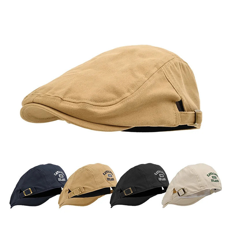 Men Women Beret Fashion Letter Embroidery Flat Cap Spring Summer Visor For Male Female Vintage Cotton Casual Gatsby sboy Cap260610