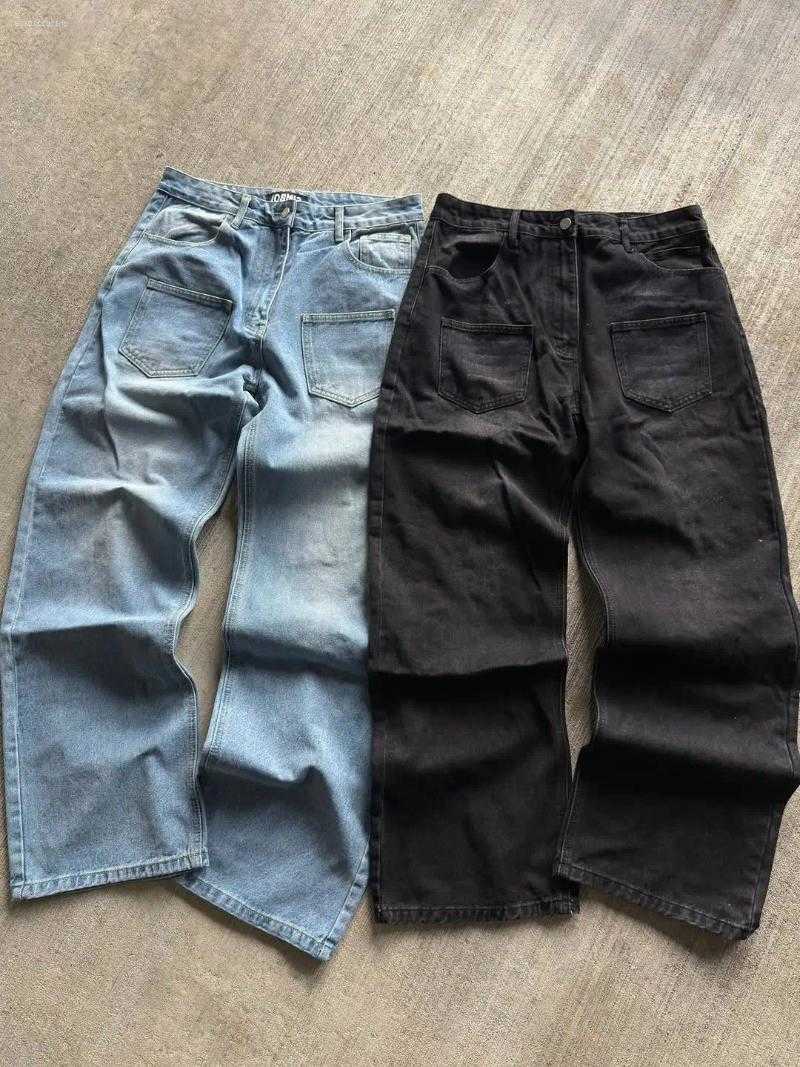 Jeans 2026 Mens Jeans Retro Hip Hop Embroidery Pattern Y2k And Women Casual Black Baggy Low Rise Gothic Denim Pants Baggy S260612