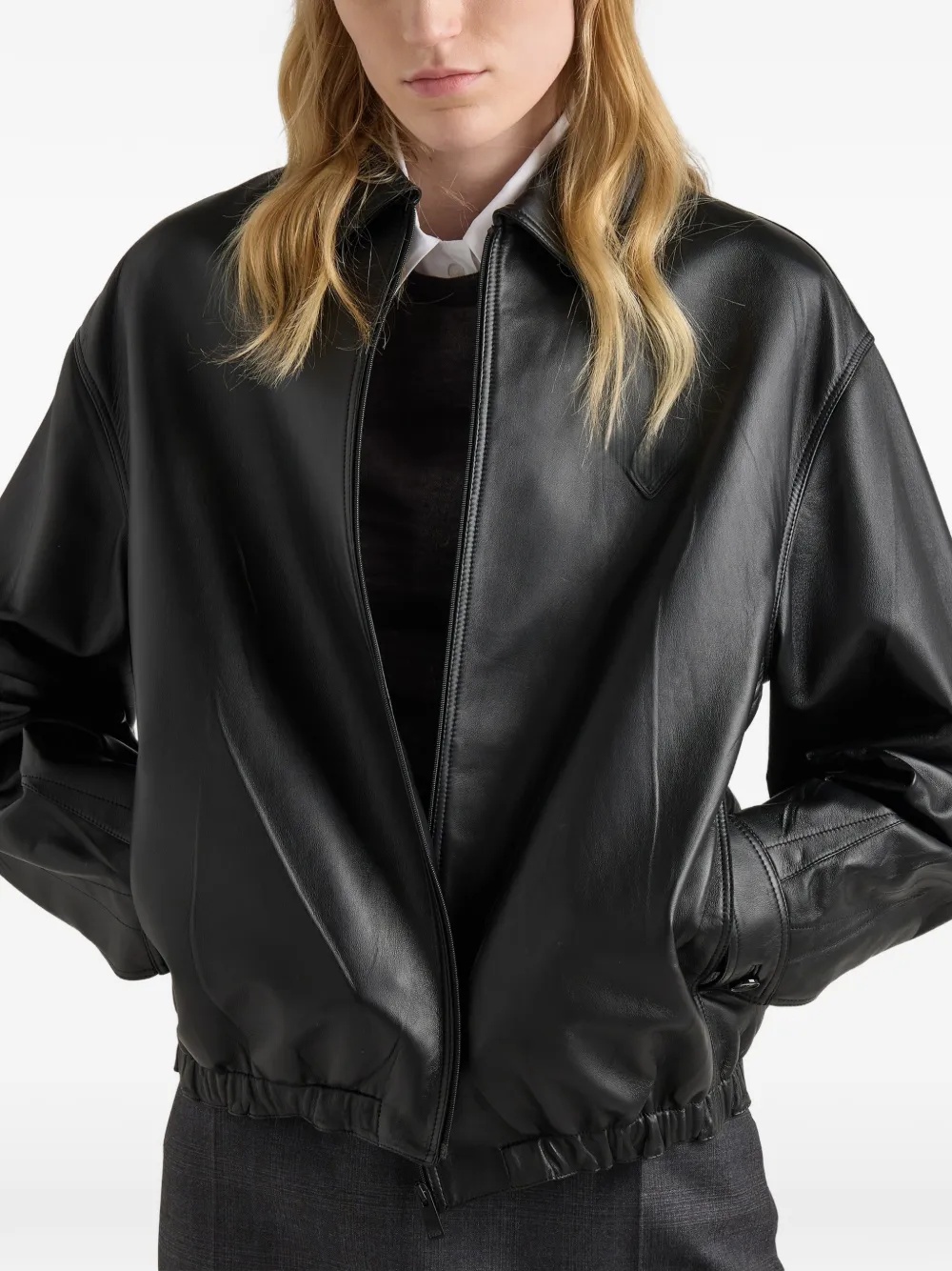 PR nappa leather jacket designer women outwear work jacket high quality bomber jacket triangle brand jackets womens clothes designer